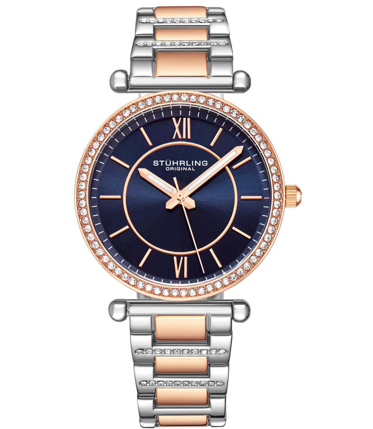 Stuhrling
Women's Quartz Crystal Studded Rose Gold-Tone Link
Bracelet Watch 36mm