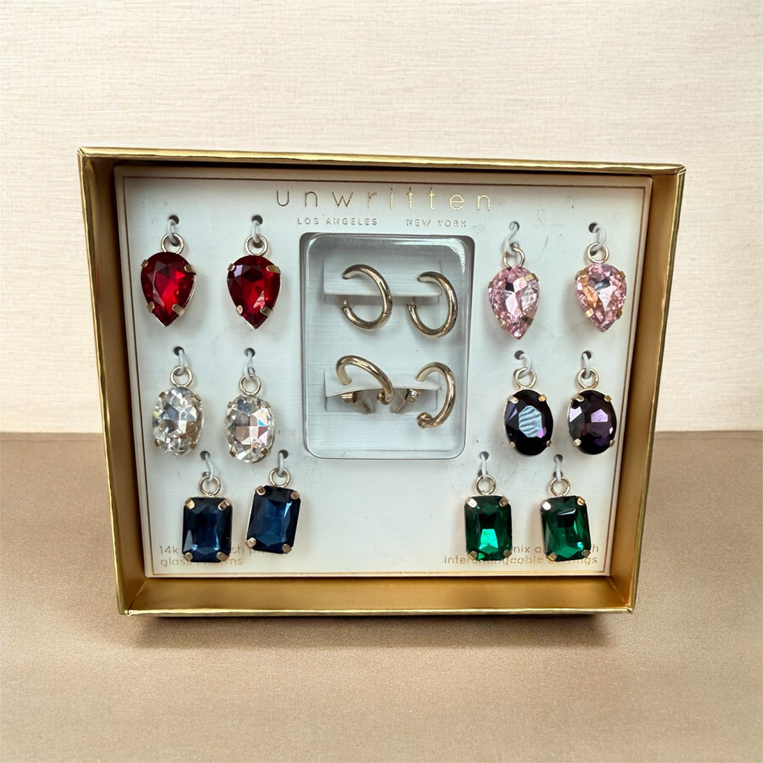 Unwritten Multi-Color Glass Mix and Match Hoop Earring Set