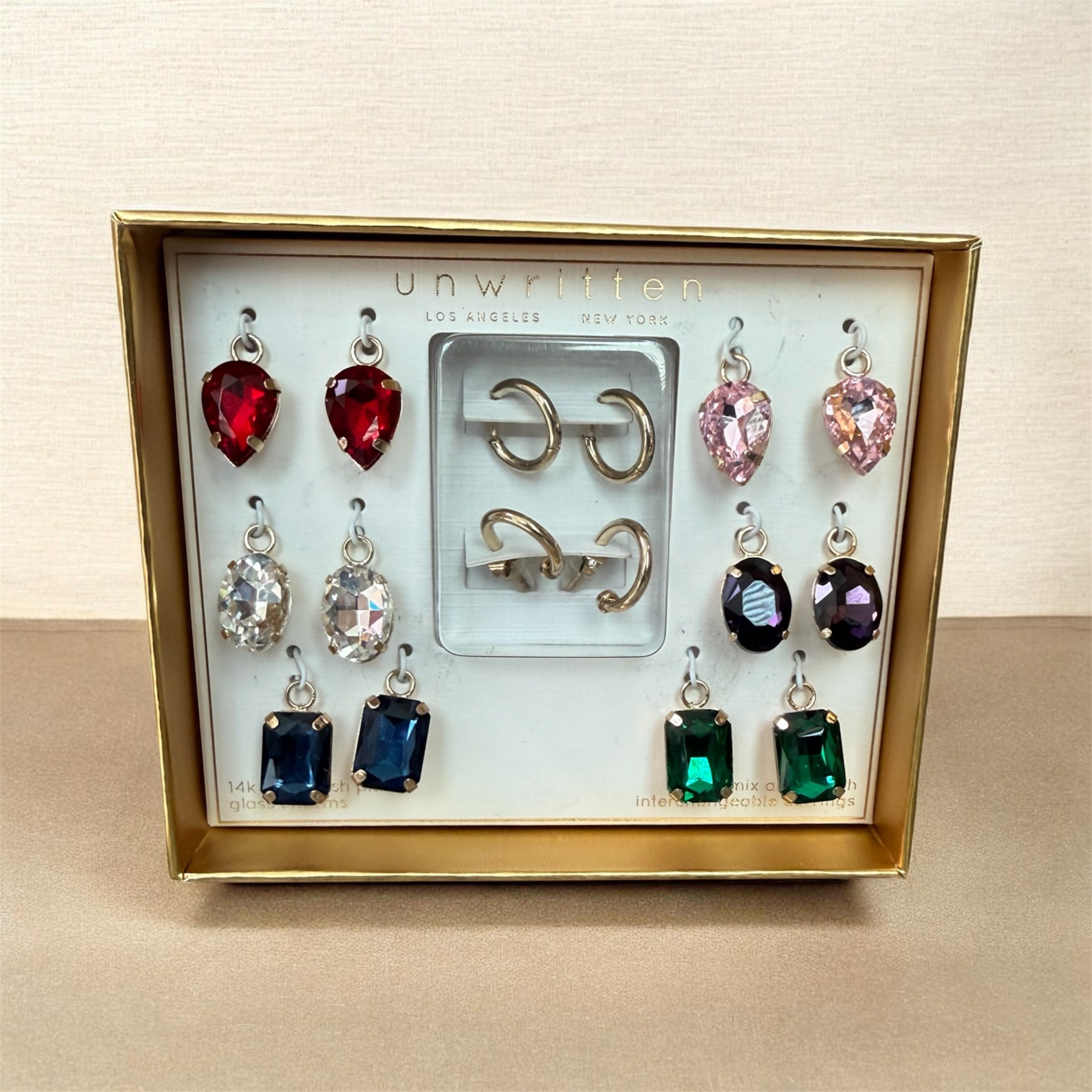 Unwritten Multi-Color Glass Mix and Match Hoop Earring Set