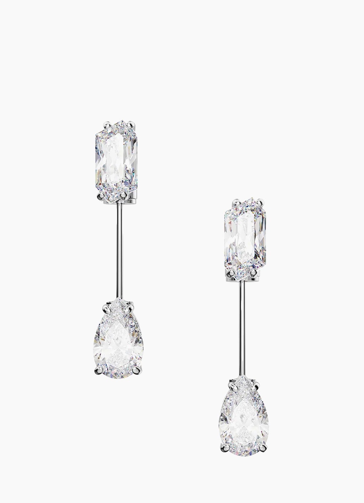 Mesmera Rhodium-Plated & Crystal Bar Earrings