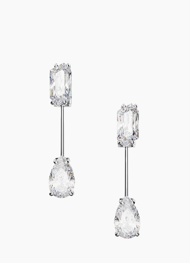 Mesmera Rhodium-Plated & Crystal Bar Earrings
