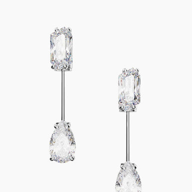 Mesmera Rhodium-Plated & Crystal Bar Earrings