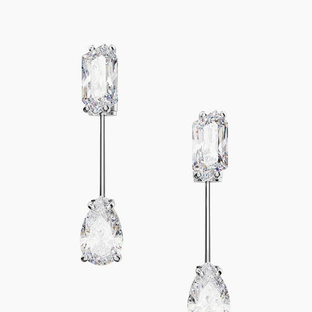 Mesmera Rhodium-Plated & Crystal Bar Earrings
