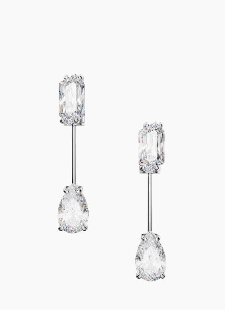 Mesmera Rhodium-Plated & Crystal Bar Earrings