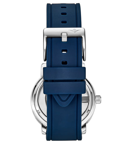 Stuhrling Men's Blue Rubber Silicone Strap Watch 42mm