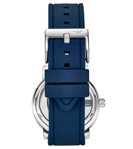 Stuhrling Men's Blue Rubber Silicone Strap Watch 42mm