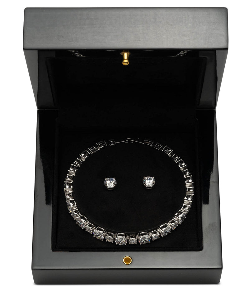 Givenchy Cubic Zirconia Tennis Bracelet & Stud Earrings Set