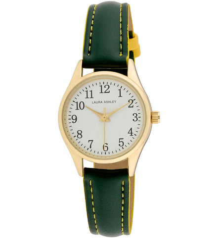 Laura Ashley Women's Quartz Green Faux Leather Watch 30mm