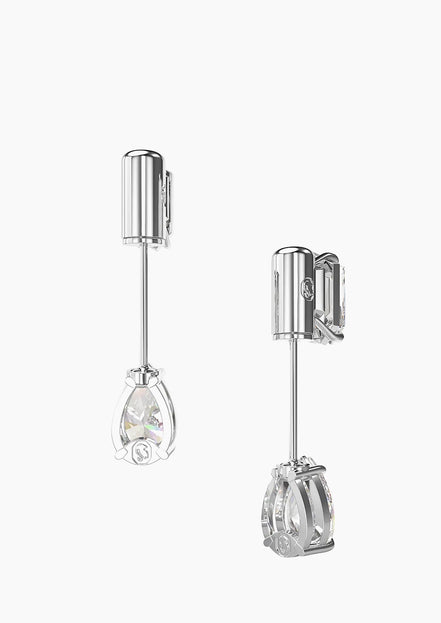 Mesmera Rhodium-Plated & Crystal Bar Earrings