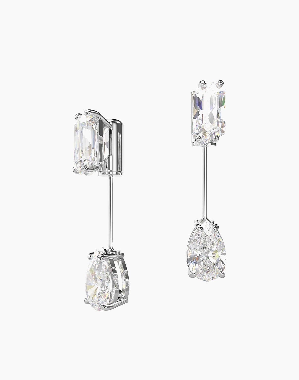 Mesmera Rhodium-Plated & Crystal Bar Earrings
