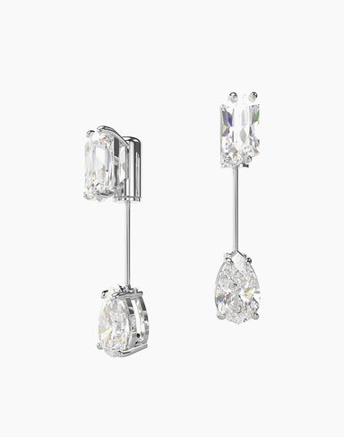Mesmera Rhodium-Plated & Crystal Bar Earrings