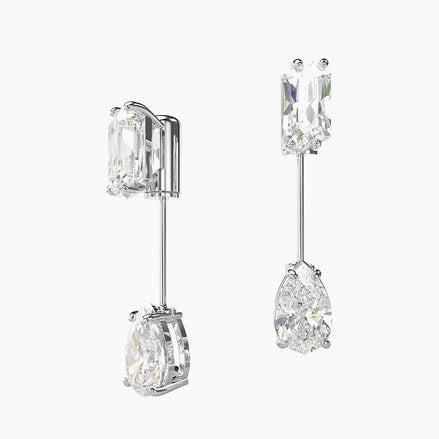 Mesmera Rhodium-Plated & Crystal Bar Earrings