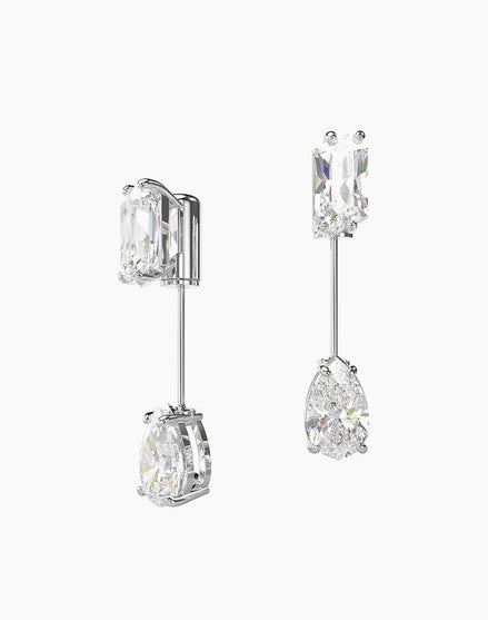 Mesmera Rhodium-Plated & Crystal Bar Earrings