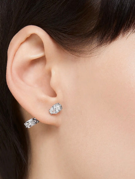 Mesmera Rhodium-Plated & Crystal Bar Earrings